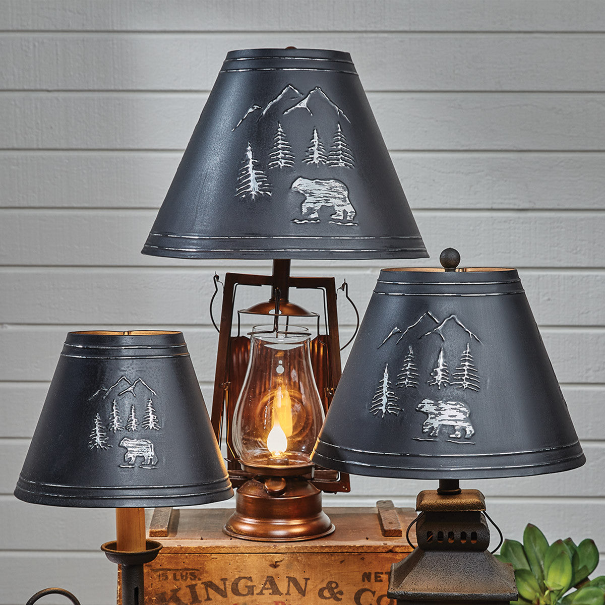 Black Bear Embossed Metal Lampshade 14" - Park Designs - The Fox Decor