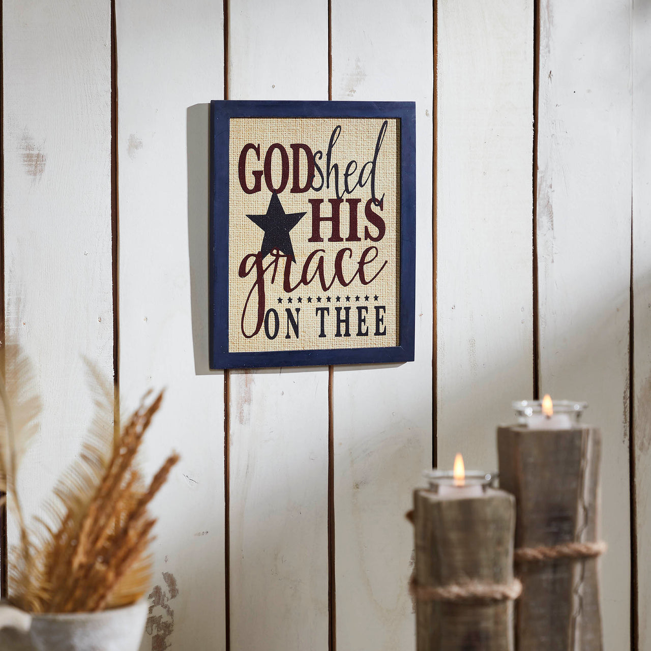 God Shed His Grace On Thee Framed MDF Wall Sign 12x10 VHC Brands
