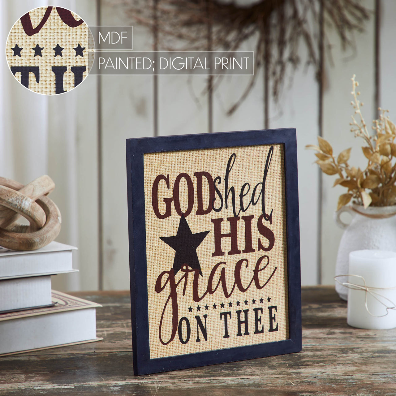 God Shed His Grace On Thee Framed MDF Wall Sign 12x10 VHC Brands