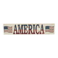 My Country AMERICA Two Flags MDF Wall Hanging 3x14x0.75 VHC Brands