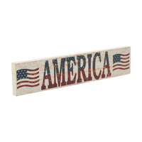 My Country AMERICA Two Flags MDF Wall Hanging 3x14x0.75 VHC Brands