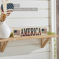 My Country AMERICA Two Flags MDF Wall Hanging 3x14x0.75 VHC Brands