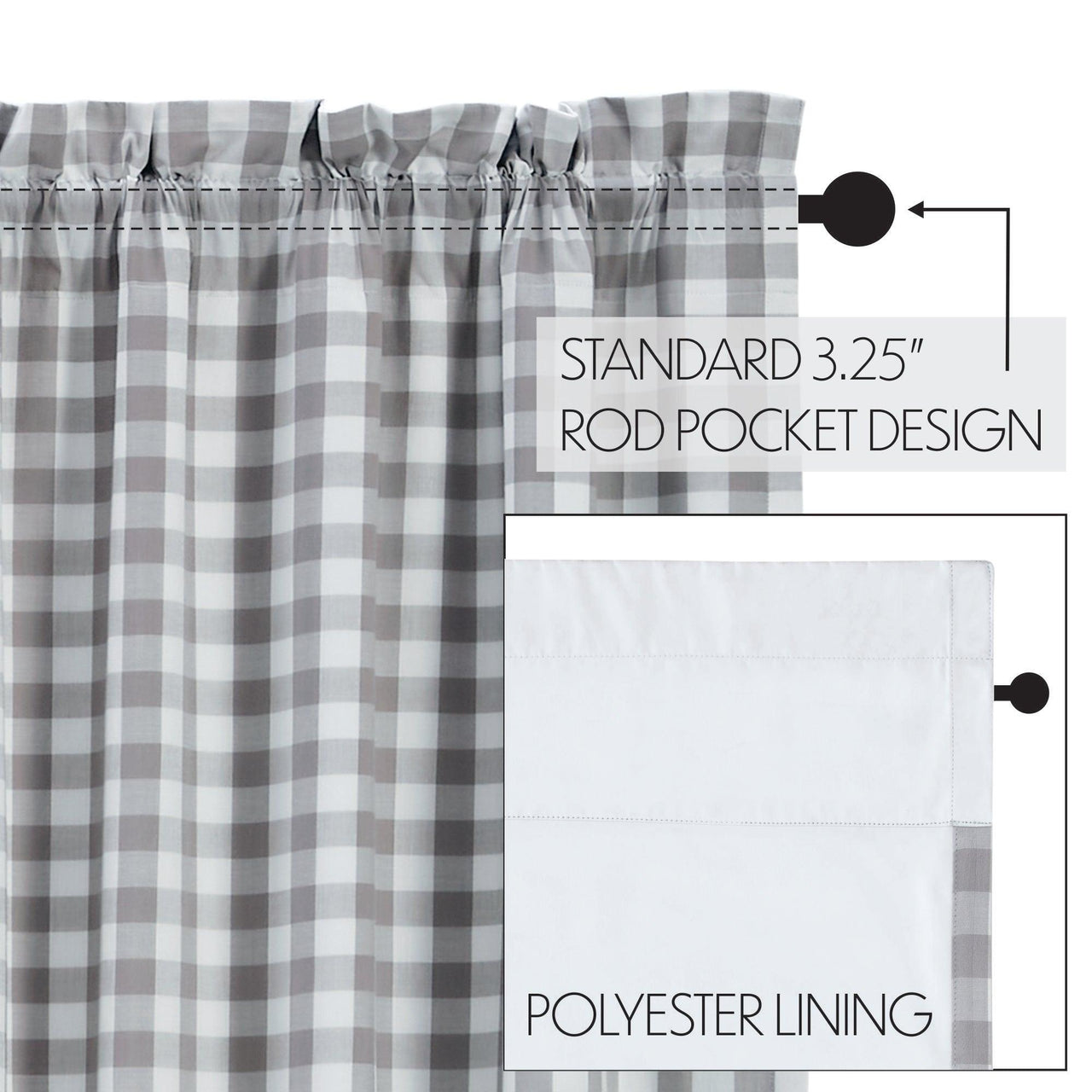 Annie Buffalo Grey Check Blackout Panel 84x50 VHC Brands - The Fox Decor