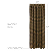 Black Check Blackout Panel Scalloped 84x50 VHC Brands - The Fox Decor