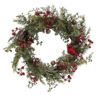 Icy Pine & Sugar Berry Cardinal Wreath - The Fox Decor