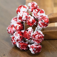 Joyful Red Jingle Bells w Snow Candle Ring 15 - The Fox Decor