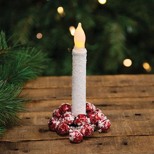 Joyful Red Jingle Bells w Snow Candle Ring 15 - The Fox Decor