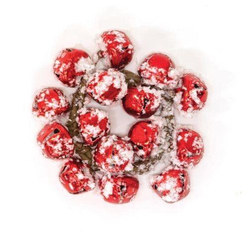 Joyful Red Jingle Bells w Snow Candle Ring 15 - The Fox Decor
