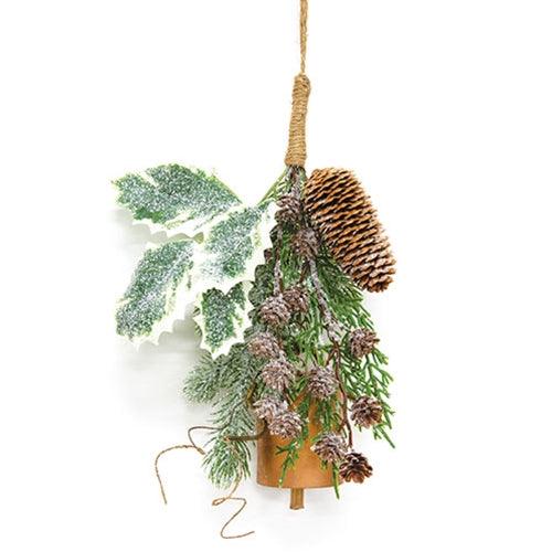 Icy Cheer Holly & Pine Bell Door Hanger - The Fox Decor