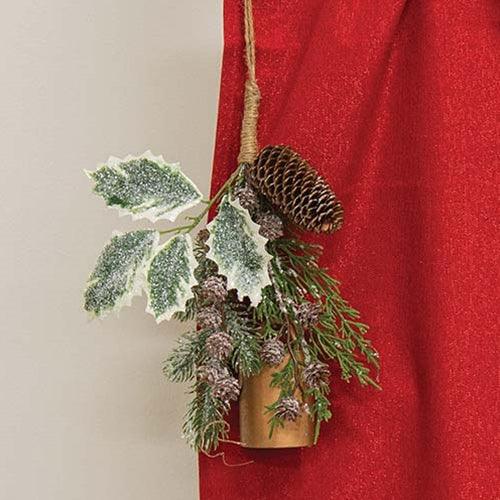 Icy Cheer Holly & Pine Bell Door Hanger - The Fox Decor