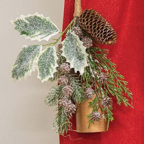 Icy Cheer Holly & Pine Bell Door Hanger - The Fox Decor