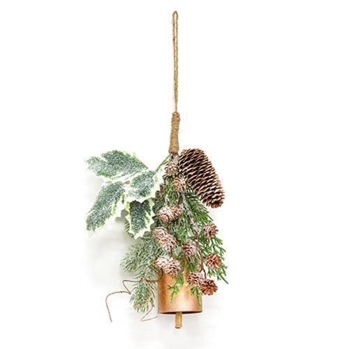 Icy Cheer Holly & Pine Bell Door Hanger - The Fox Decor