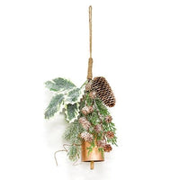 Icy Cheer Holly & Pine Bell Door Hanger - The Fox Decor