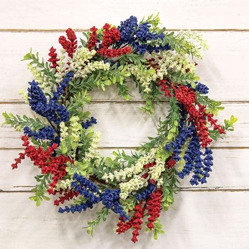 Red White & Blue Heather & Boxwood Wreath 18 - The Fox Decor