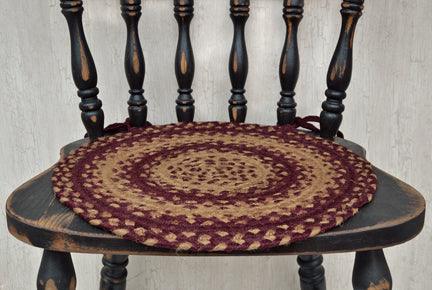 Burgundy Tan Braided Chair Pad - The Fox Decor