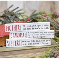 Sister Grandma Mother Mini Stick 3 Asstd - The Fox Decor