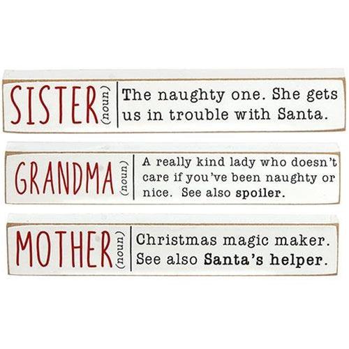 Sister Grandma Mother Mini Stick 3 Asstd - The Fox Decor