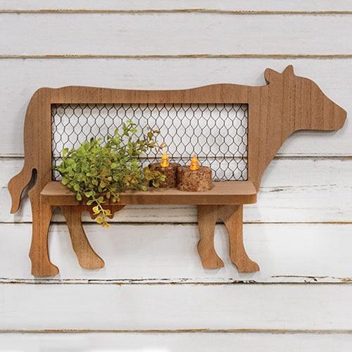 Folding Chicken Wire & Wood Cow Shelf - The Fox Decor