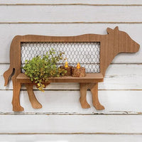 Folding Chicken Wire & Wood Cow Shelf - The Fox Decor