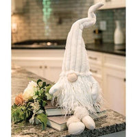 Dangle Leg Plush Cream Gnome w Ribbed Hat - The Fox Decor