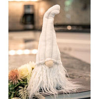Med Sitting Plush Cream Gnome w Ribbed Hat - The Fox Decor