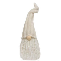 Med Sitting Plush Cream Gnome w Ribbed Hat - The Fox Decor