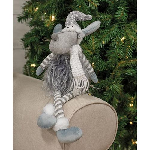 Gray Winter Fuzzy Dangle Leg Reindeer - The Fox Decor