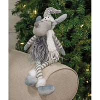 Gray Winter Fuzzy Dangle Leg Reindeer - The Fox Decor