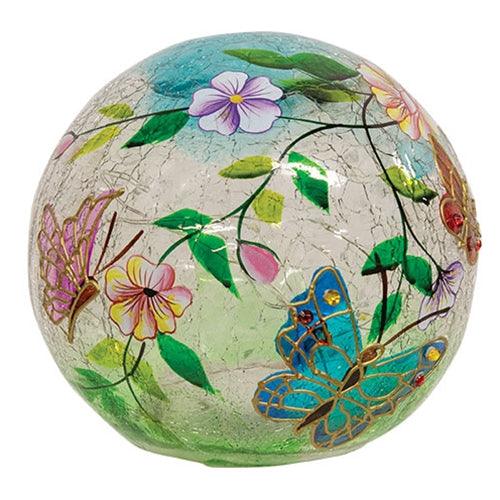 Jeweled Butterfly Crackled Glass LED Light Orb - The Fox Decor
