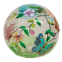 Jeweled Butterfly Crackled Glass LED Light Orb - The Fox Decor