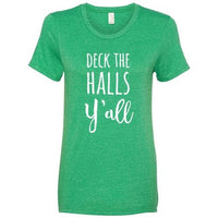 Thumbnail for Deck the Halls Y'all T-Shirt Heather Green Medium