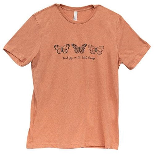 Find Joy In The Little Things Butterfly T-Shirt Heather Sunset Medium