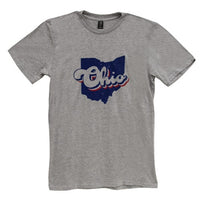 Thumbnail for Ohio Red White & Blue T-Shirt Heather Gray Large