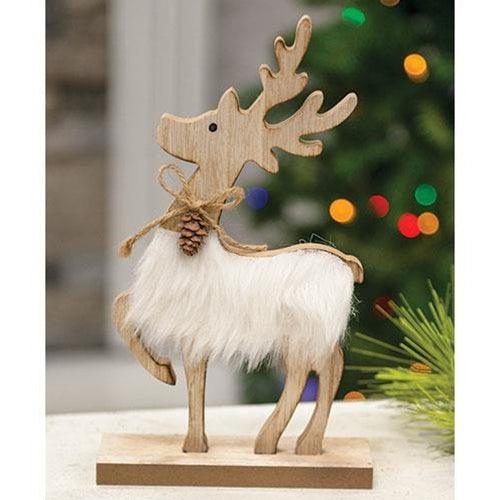 Fuzzy Nordic Reindeer on Base - The Fox Decor