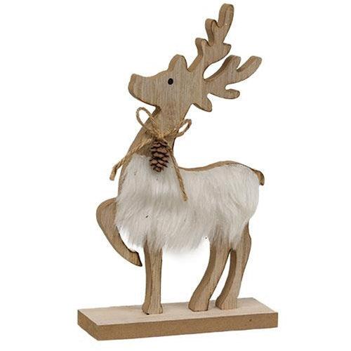 Fuzzy Nordic Reindeer on Base - The Fox Decor