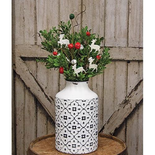 Medium Red Green White Jingle Bell & Deer Pick 2075 - The Fox Decor