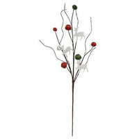 Medium Red Green White Jingle Bell & Deer Pick 2075 - The Fox Decor