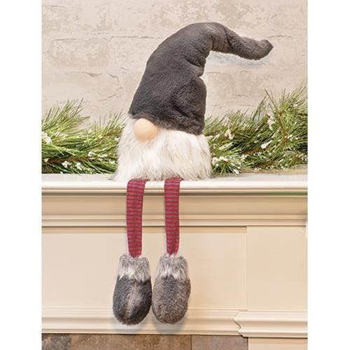 Large Dangle Leg Plush Fuzzy Gray Santa Gnome - The Fox Decor