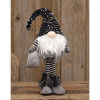 Large Standing Santa Gnome with Black & Silver Hat - The Fox Decor