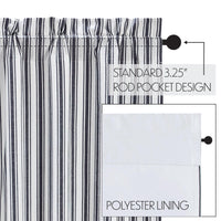 Sawyer Mill Black Ticking Stripe Blackout Panel Curtain 84x40 VHC Brands - The Fox Decor