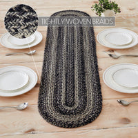 Sawyer Mill Black White Jute Oval Runner 12x48 - The Fox Decor