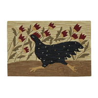 Chicken Run Rooster Hooked Rug 2'x3' (24