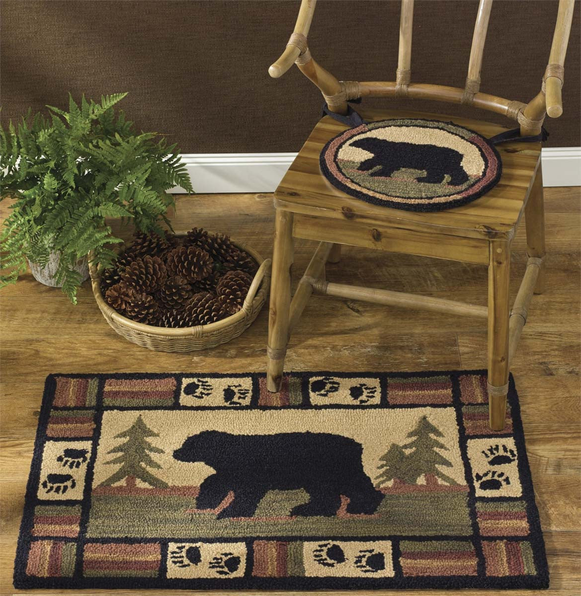 Adirondack Bear Hooked Rug - 2'x3' (24"x36") Park Designs - The Fox Decor