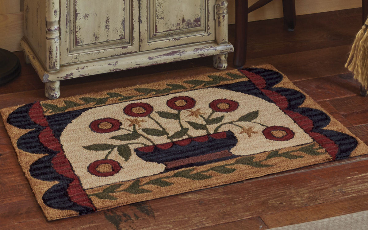 Flower Basket Hooked Rug - 24" x 36" Park Designs - The Fox Decor