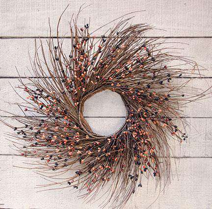 16" Prim Mix Pip & Twig Wreath - The Fox Decor