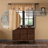 Stratton Burlap Applique Star Valance Curtain - The Fox Decor