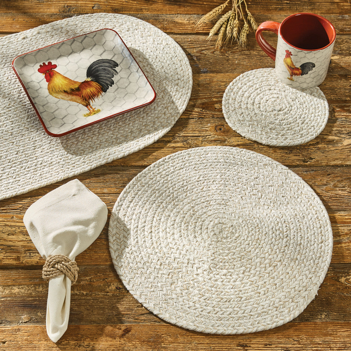 Spice Bin Braided Table Runner 36"L - Sea Salt Set of 2 Park Designs - The Fox Decor