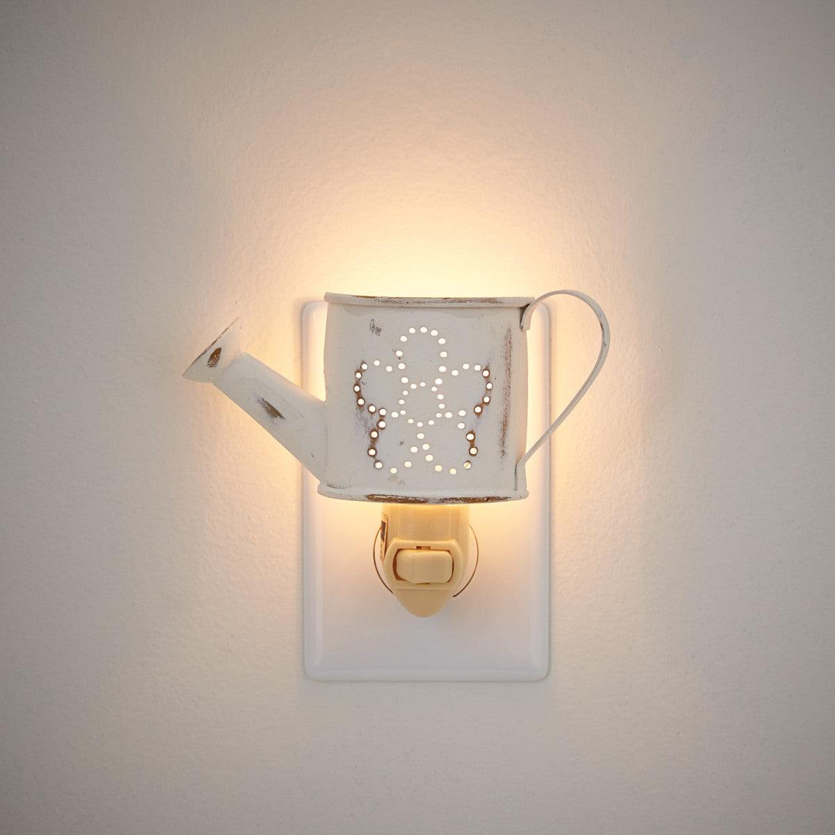 Watering Can Night Light - Distressed White Park Designs - The Fox Decor
