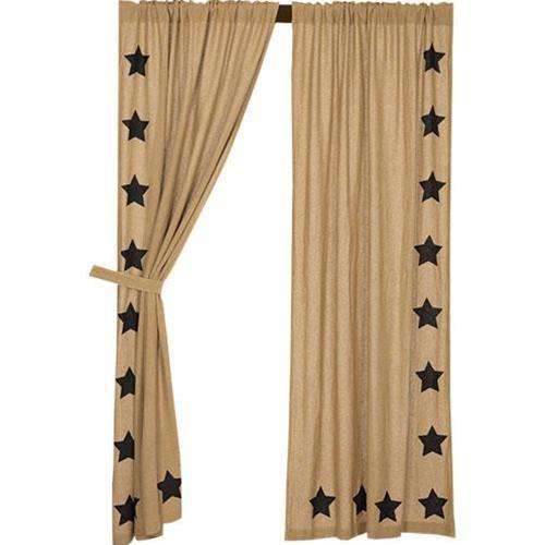 2/Set, Black Star Burlap Panels 84" - The Fox Decor
