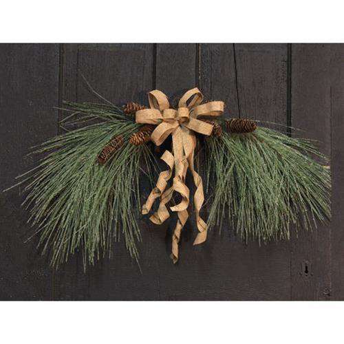 30" Icy Needle Pine Arch Swag w/Bow - The Fox Decor